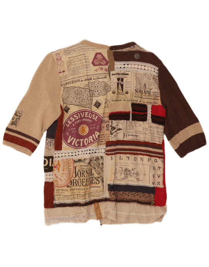 Sweter damski w stylu vintage z grafiką, UK 12, średni, wielobarwny