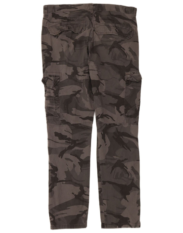 Męskie zwężane spodnie cargo WRANGLER W33 L30 w szarym kamuflażu