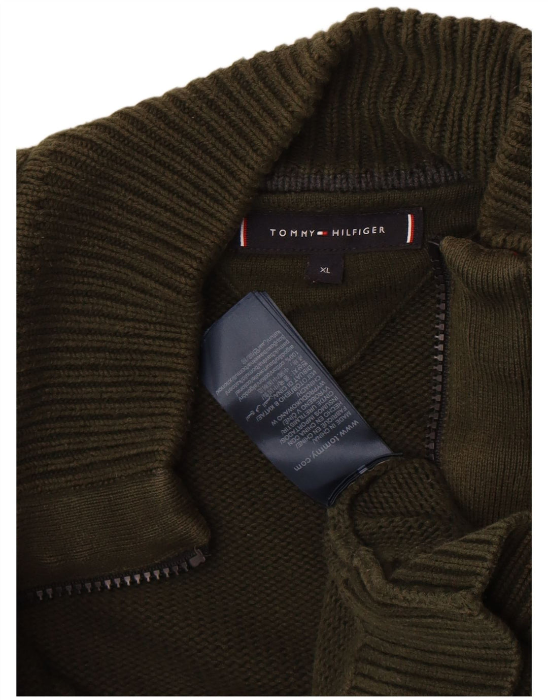 Męski sweter rozpinany Tommy Hilfiger XL, zielony, bawełniany