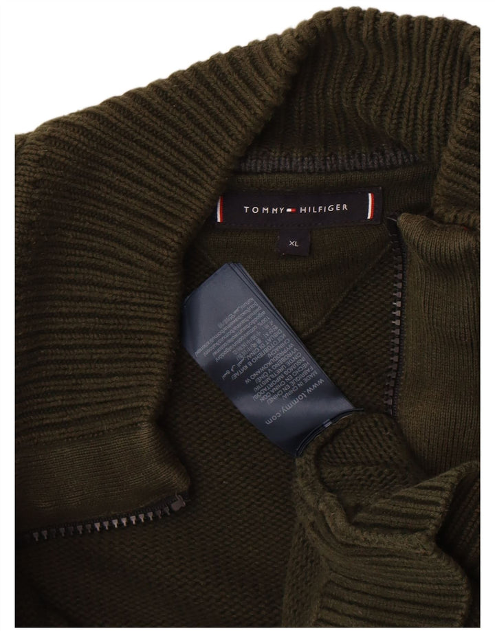 Męski sweter rozpinany Tommy Hilfiger XL, zielony, bawełniany