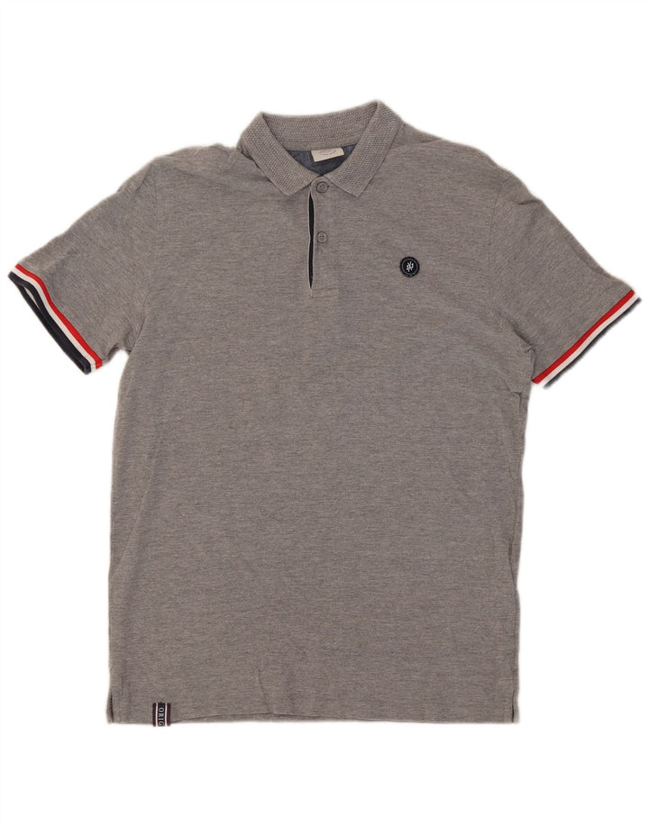 Męska koszulka polo JACK & JONES, średnioszara, bawełniana