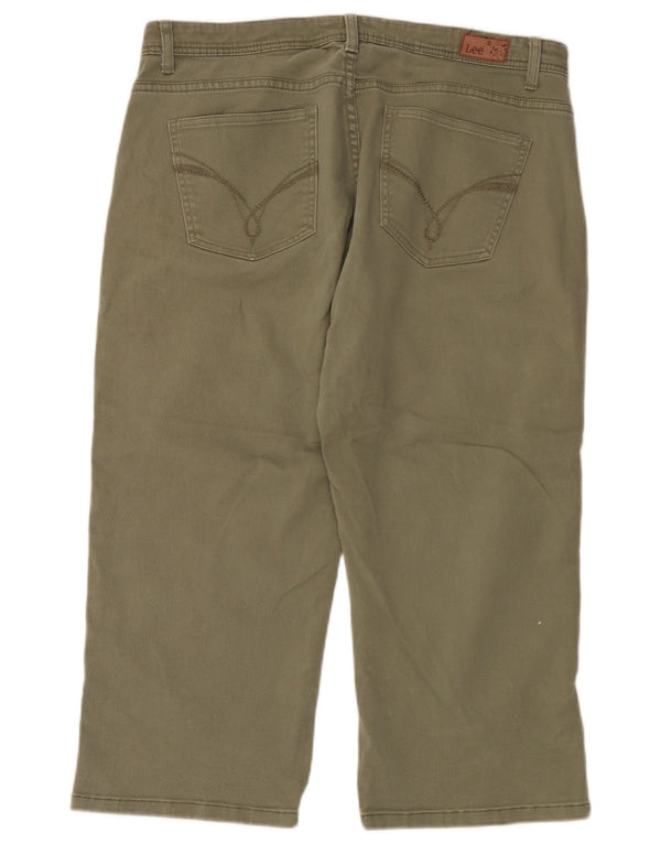 Damskie spodnie Lee Straight Capri US 14 XL W36 L22 Khaki Cotton