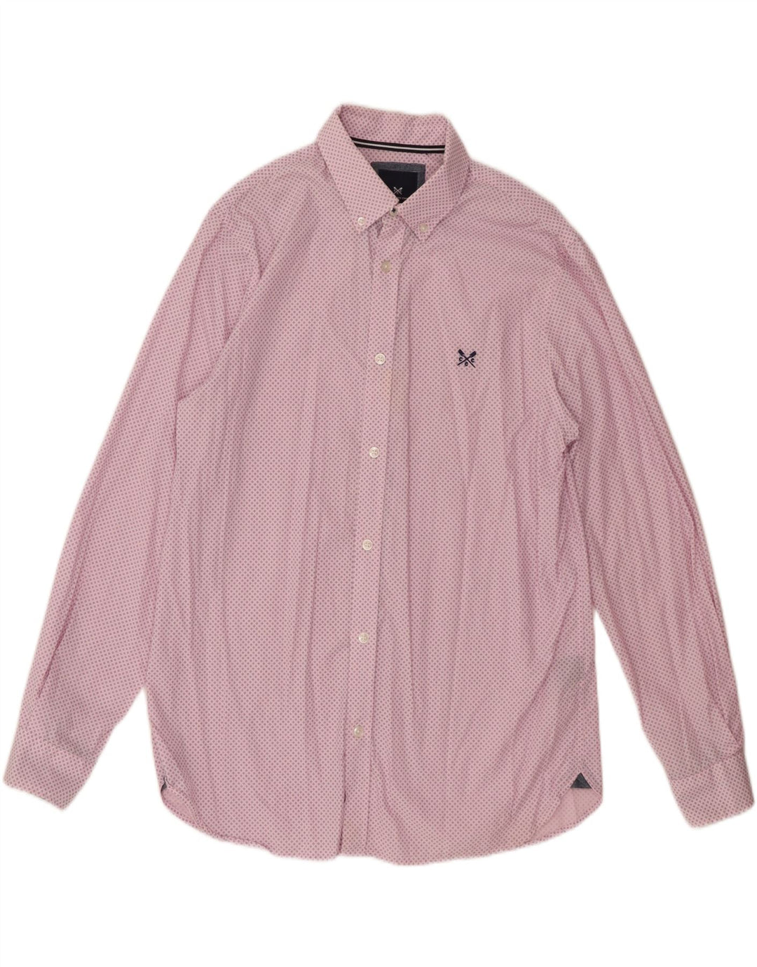 Crew Clothing Męska koszula o klasycznym kroju, średnia, różowa, bawełniana w cętki