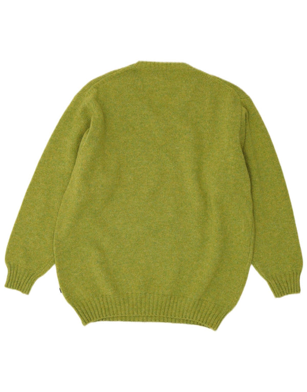 Guess Męski sweter z dekoltem w kształcie litery V, duży, zielony, wełniany