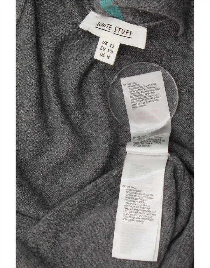 Damski sweter oversize White Stuff z długim rękawem UK 22 2XL Szara wełna