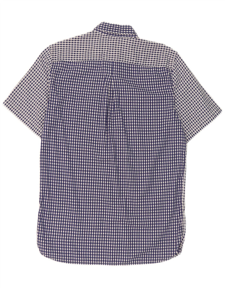 Męska koszula z krótkim rękawem Fred Perry, mała niebieska kratka, bawełniana
