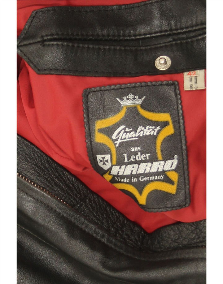 Kurtka damska Harro Crop Leather Racer EU 42, duża czarna skóra