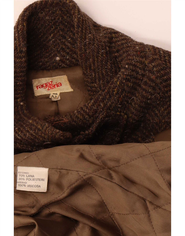 Płaszcz damski w stylu vintage UK 12 Średni brązowy wełna z alpaki