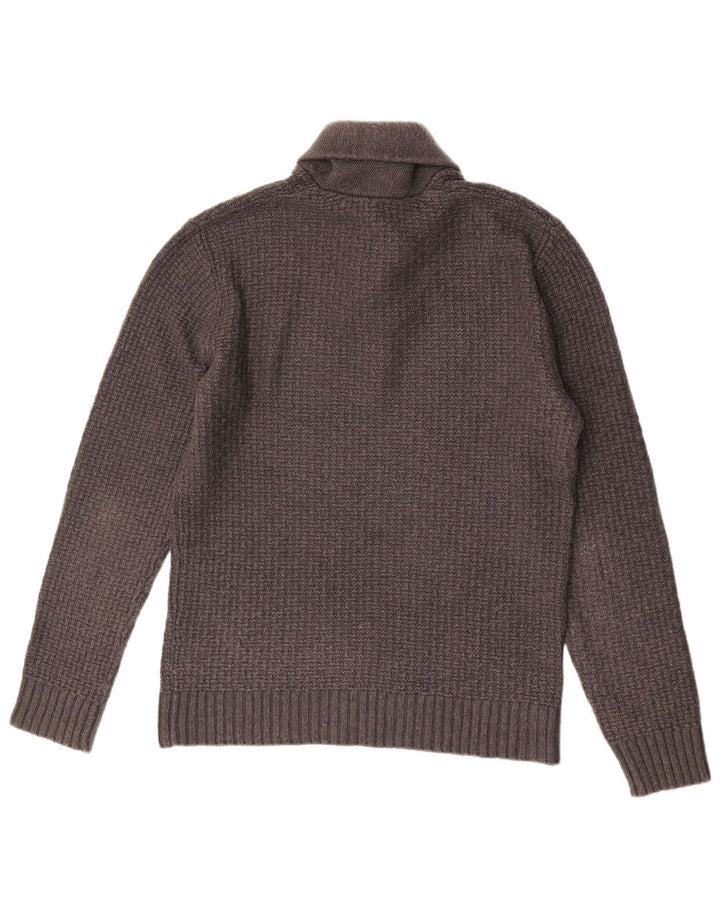 Męski sweter z szalowym dekoltem Benetton, duży, szary, wełniany