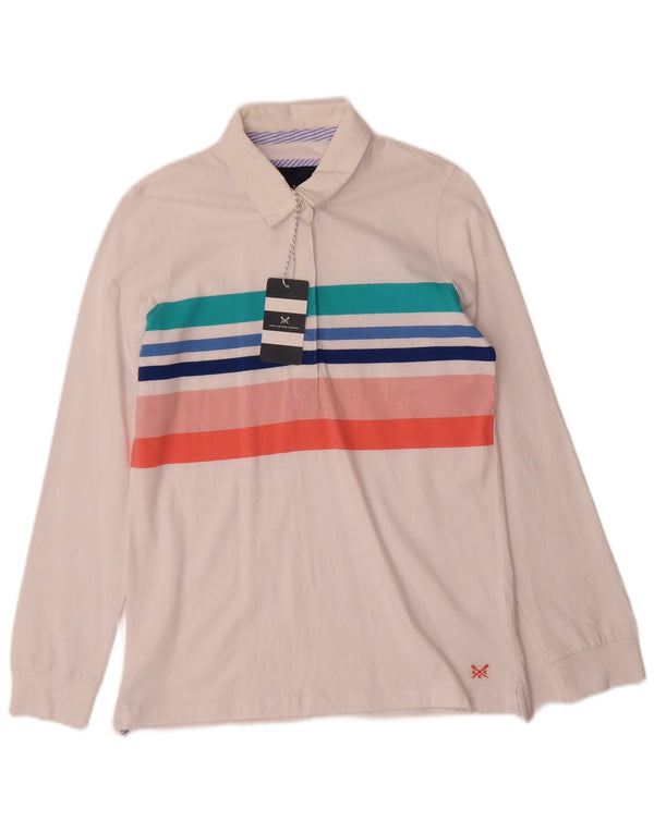 Damska koszulka polo do rugby z długim rękawem Crew Clothing UK 10 w małe białe paski