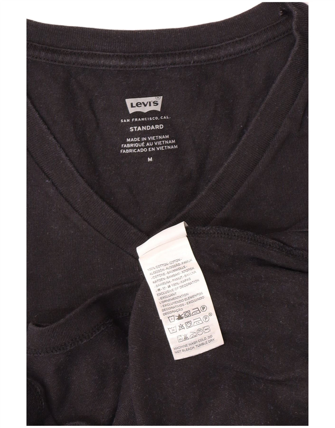 LEVI'S Męski standardowy T-shirt Top, średni czarny, bawełniany