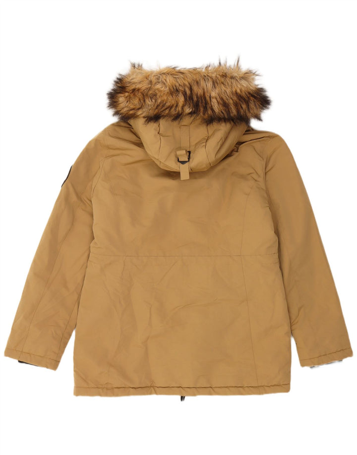 Damska kurtka parka z kapturem Superdry UK 12, średni beż, poliester