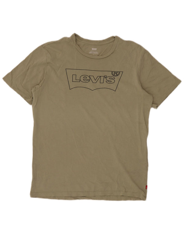 Męska koszulka z grafiką LEVI'S, średnia bawełna khaki