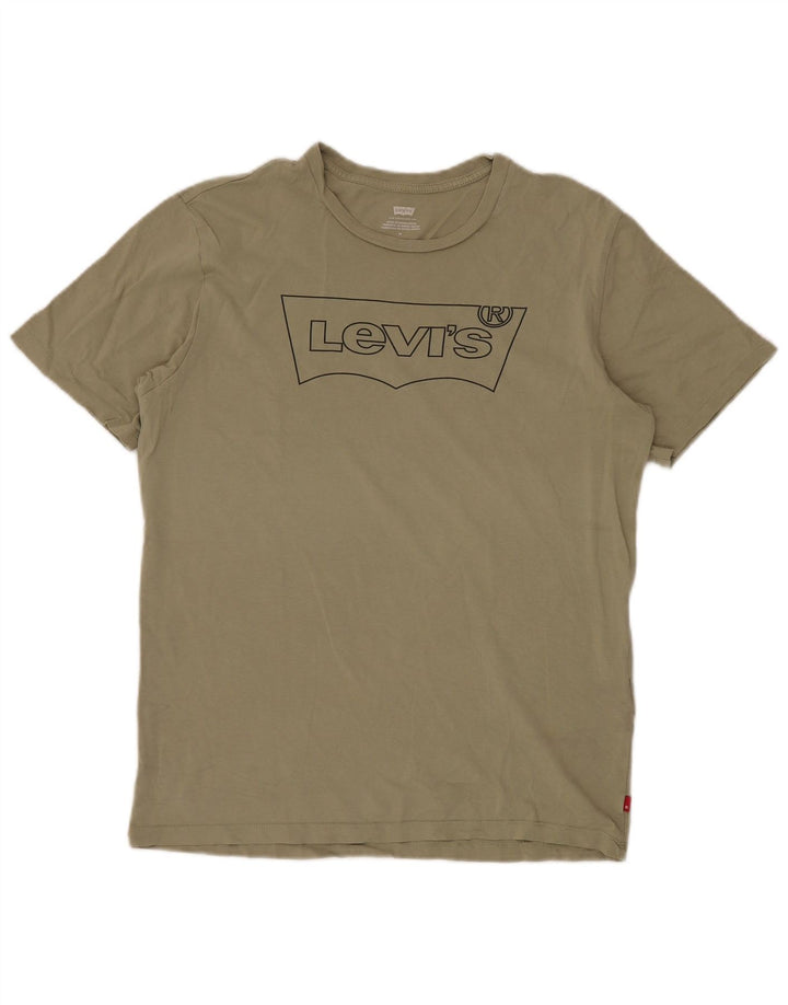 Męska koszulka z grafiką LEVI'S, średnia bawełna khaki