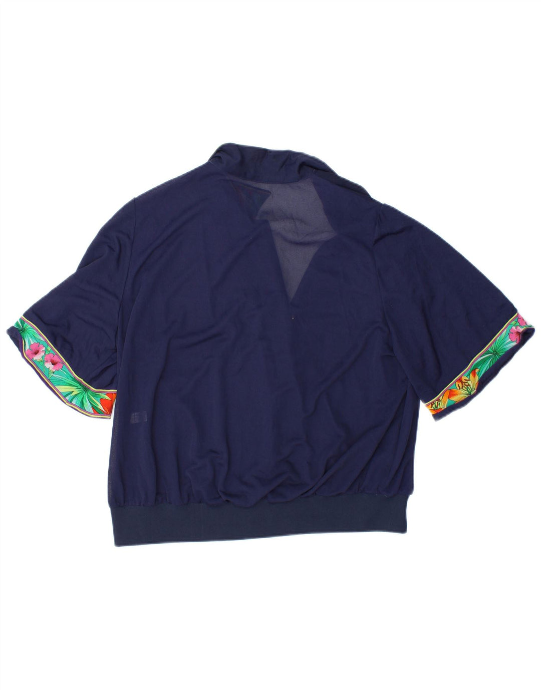 Damska bluzka typu Crop Top IT 48 XL w stylu vintage, granatowa w kwiaty