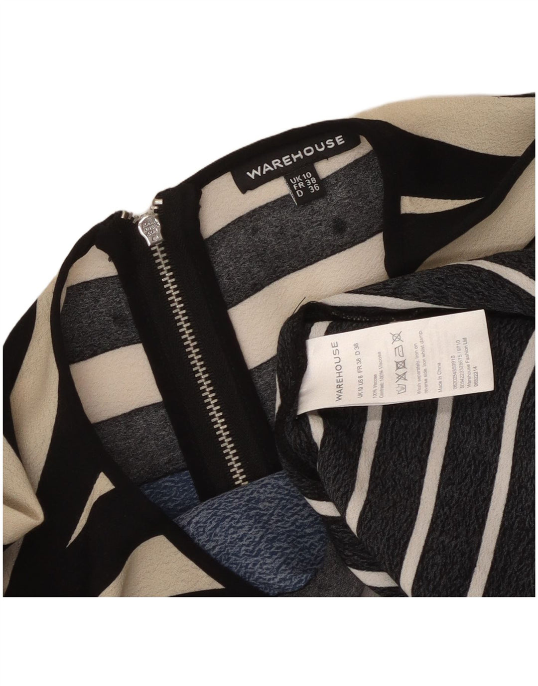 WAREHOUSE Damska sukienka oversize typu shift UK 10, mała, wielokolorowa, geometryczna