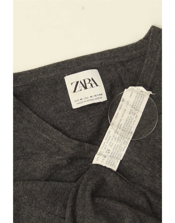 Męski sweter Zara z dekoltem w kształcie litery V, średnioszara wiskoza