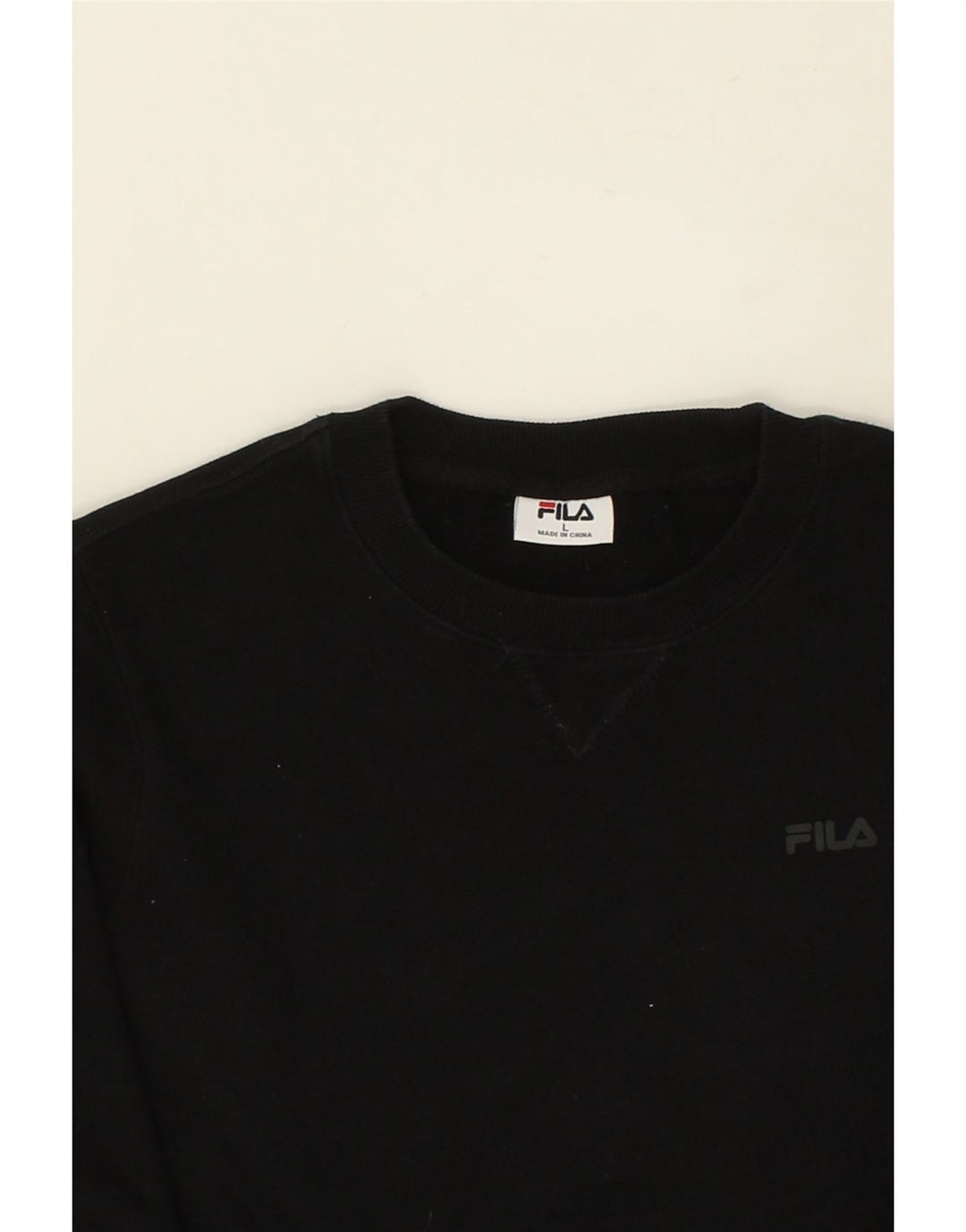 FILA Womens Sweatshirt Jumper UK 16 Large Black Cotton Vintage Fila and Second-Hand Fila from Messina Hembry 