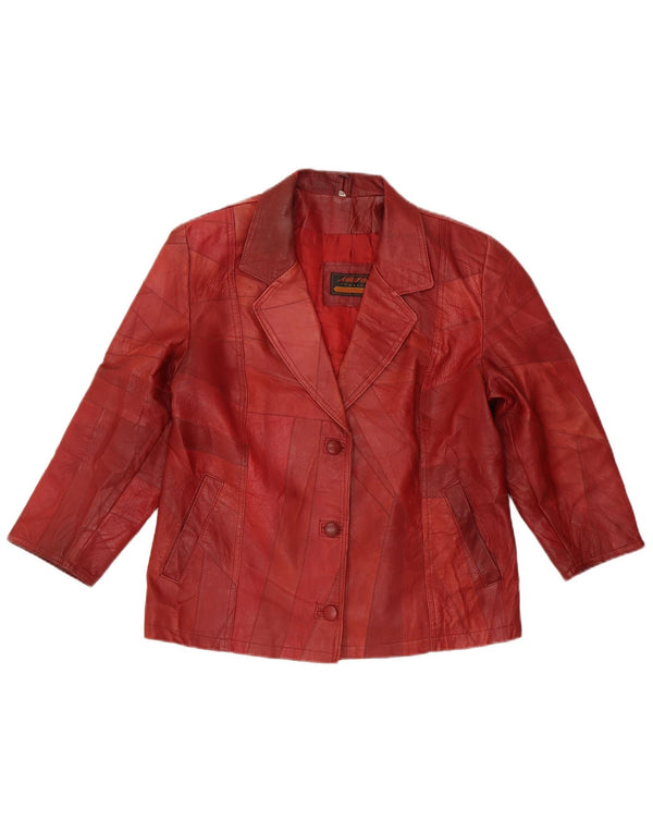 Damska kurtka skórzana VINTAGE z rękawem 3/4 EU 40, średnia czerwona skóra