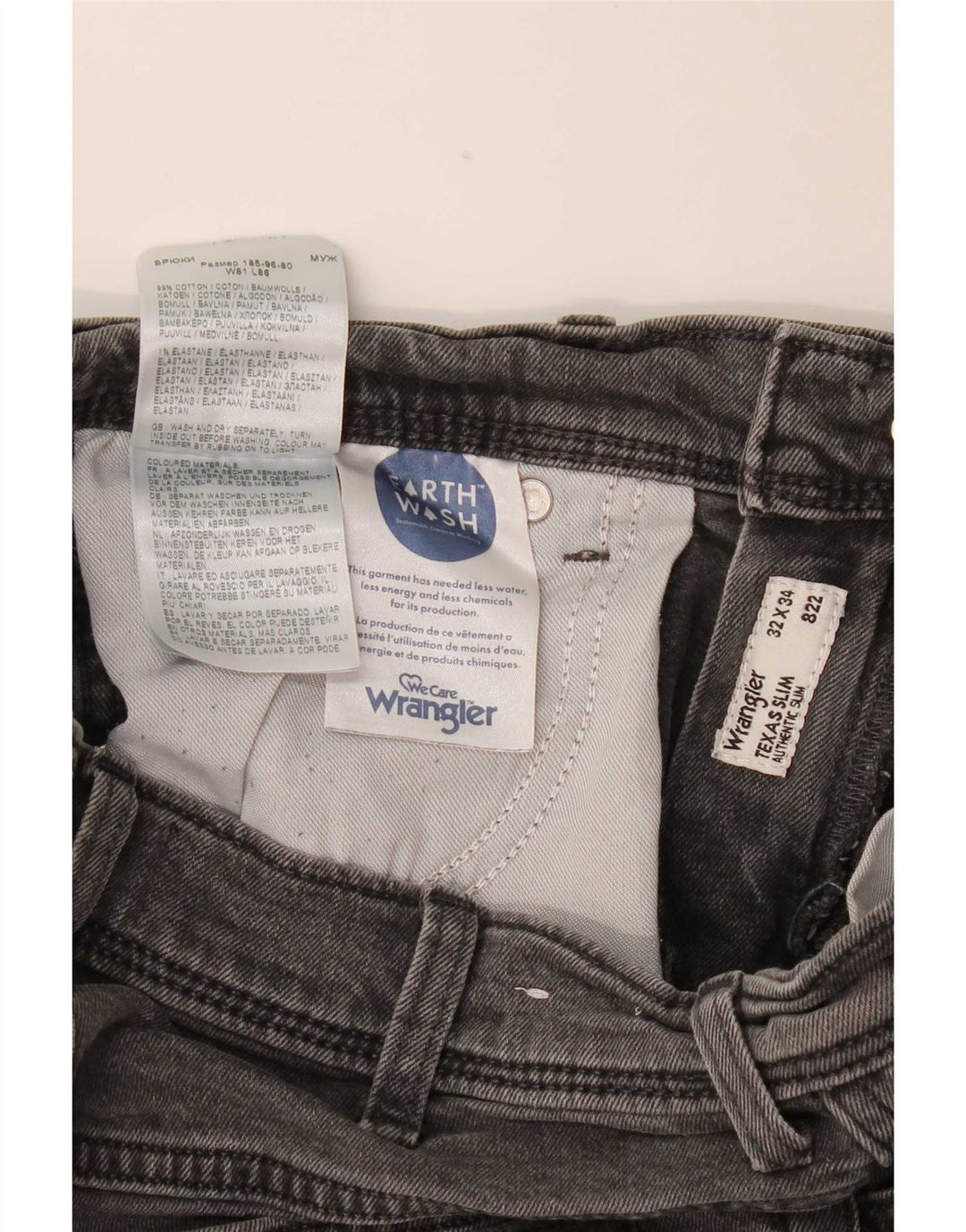 Męskie jeansy Wrangler Texas Slim W32 L34 Szara bawełna