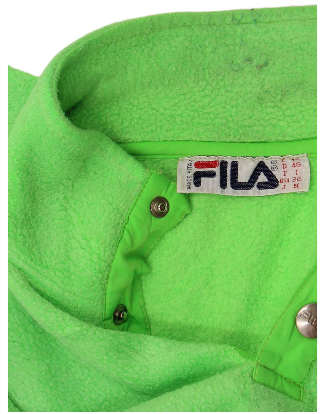 FILA Męski sweter polarowy o luźnym kroju z graficznymi guzikami pod szyją IT 46 Small Green