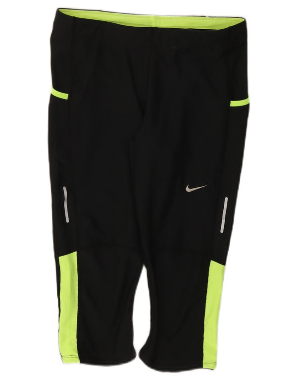 Damskie legginsy Nike Dri Fit Capri UK 12, poliester w kolorze średniej czerni