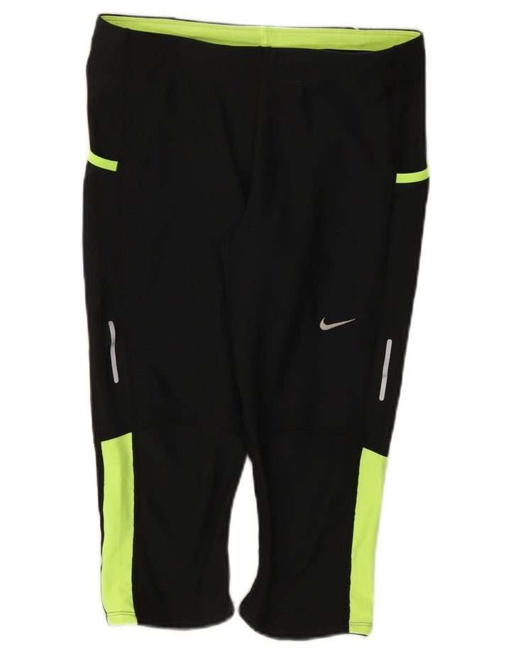 Damskie legginsy Nike Dri Fit Capri UK 12, poliester w kolorze średniej czerni