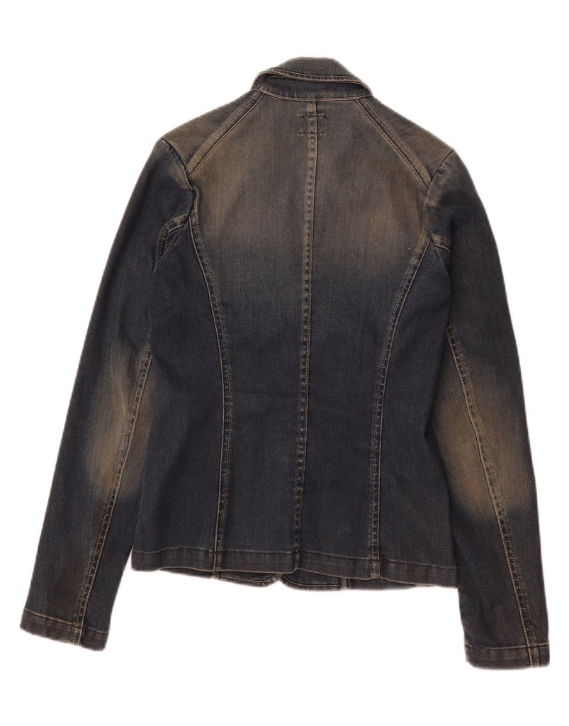 CALVIN KLEIN Womens Denim 3 Button Blazer Jacket UK 12 Medium Blue Cotton Vintage Calvin Klein and Second-Hand Calvin Klein from Messina Hembry 