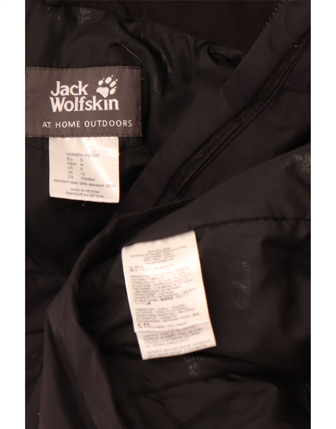 Damska kurtka wiatrówka z kapturem JACK WOLFSKIN UK 10, mała, czarna, poliamidowa