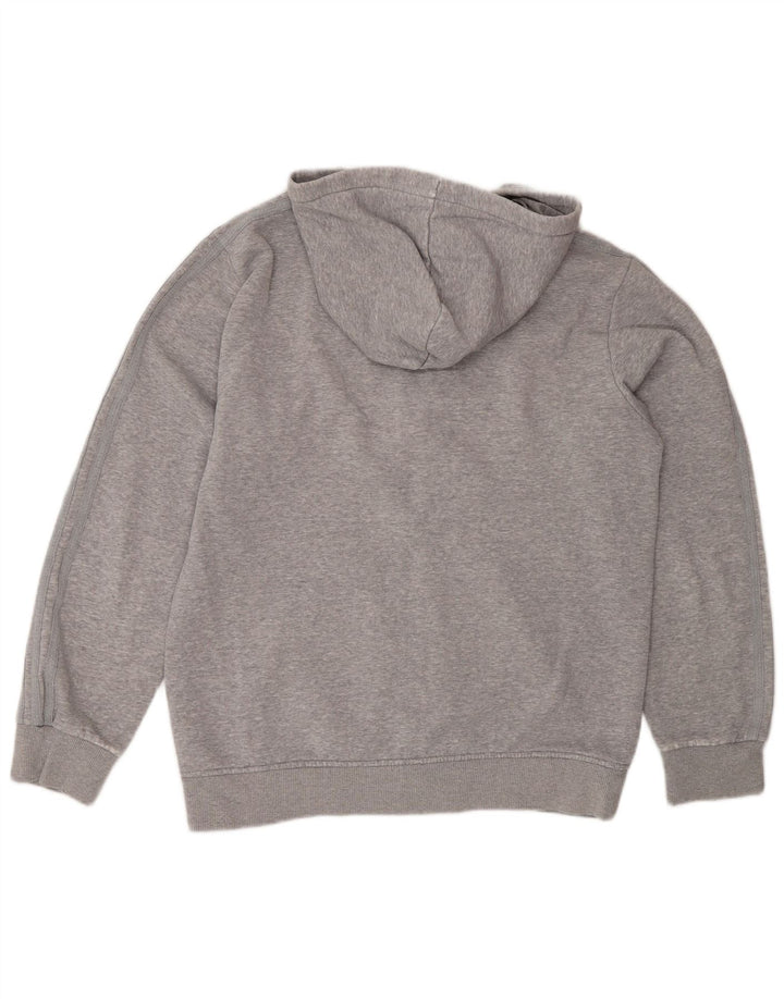 Adidas Męski sweter z kapturem i zamkiem błyskawicznym, średnioszary, bawełniany