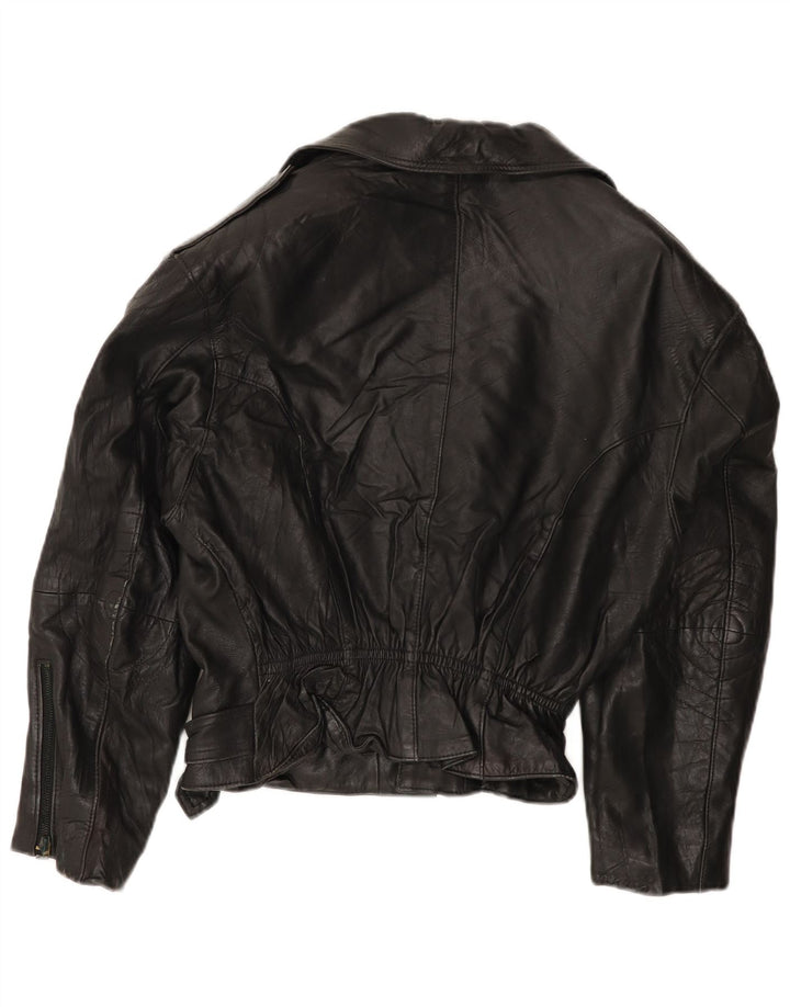 Damska skórzana kurtka motocyklowa MISS JOY IT 42, średnia czarna skóra