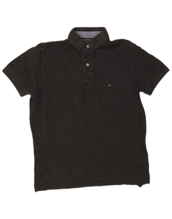 Męska koszulka polo Tommy Hilfiger, mała, szara, bawełniana