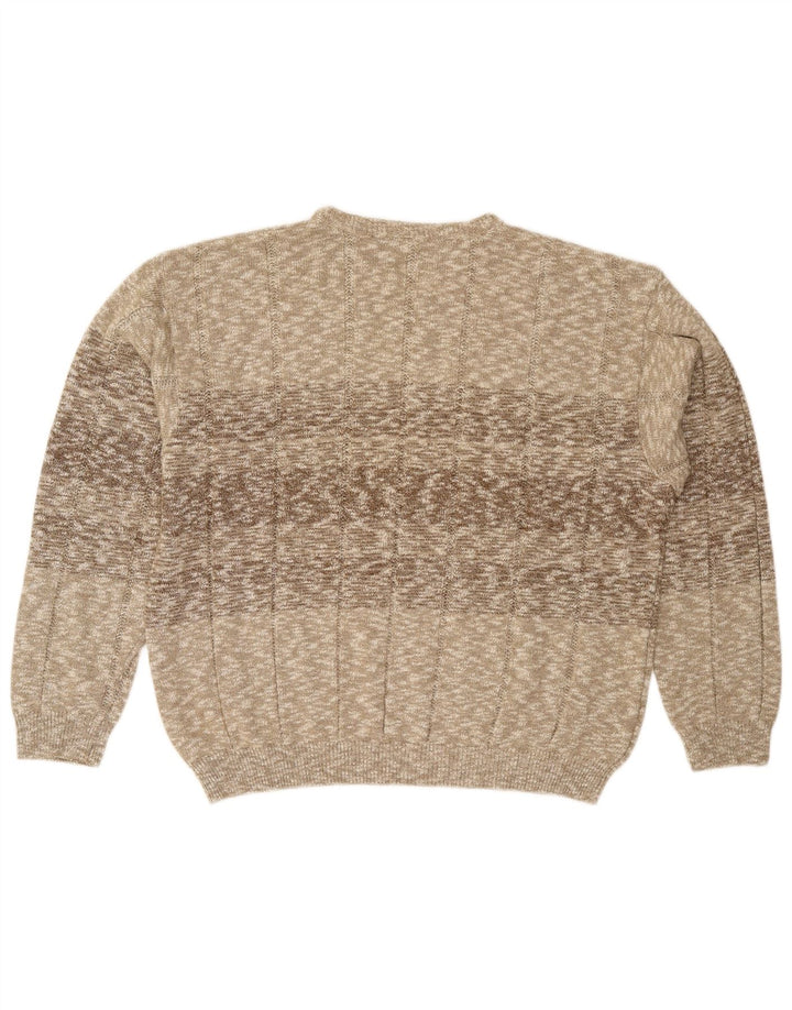 Vintage męski sweter z okrągłym dekoltem XL, beżowy, nakrapiany