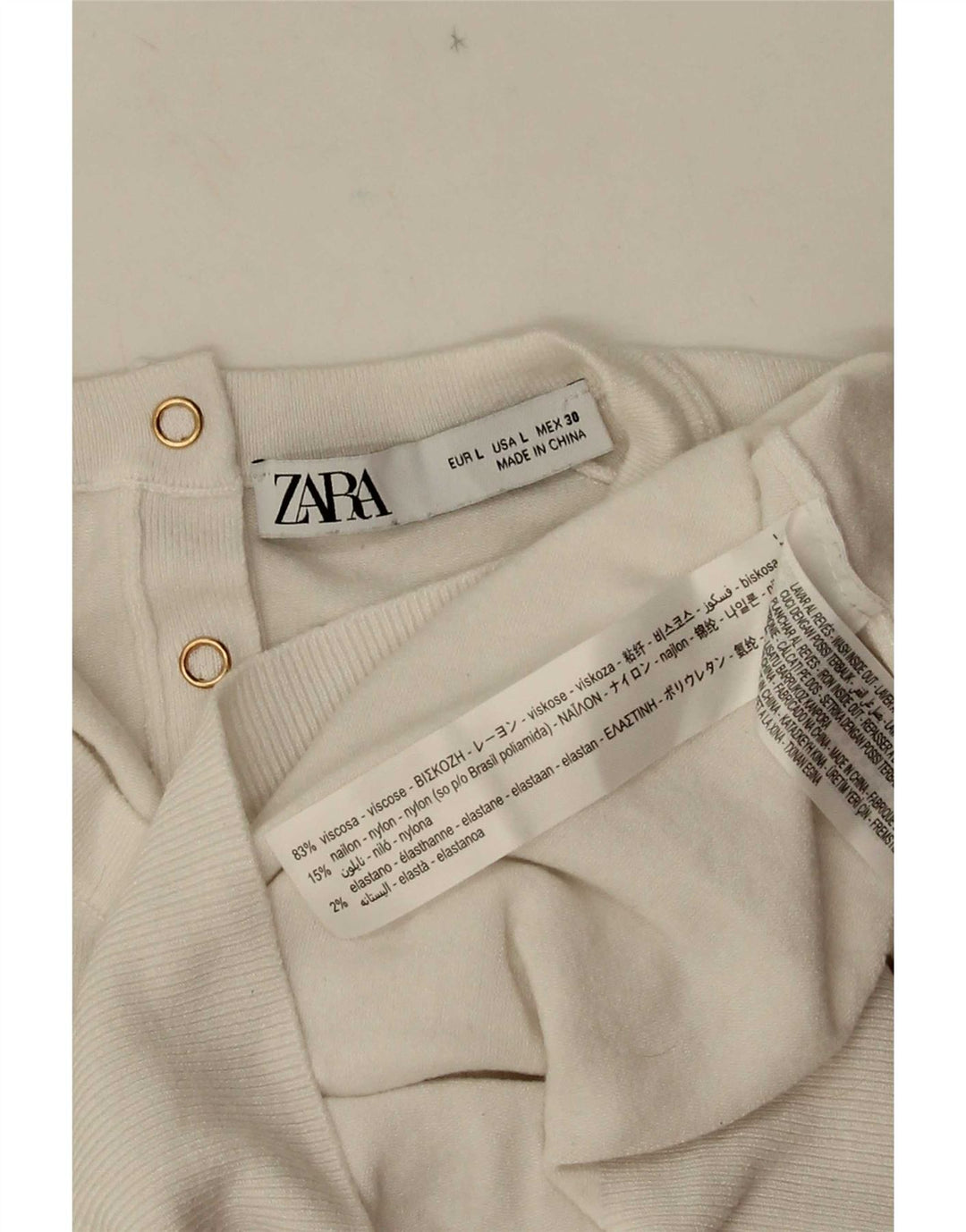 Bluzka damska Zara Top UK 14 Large Biała Wiskoza