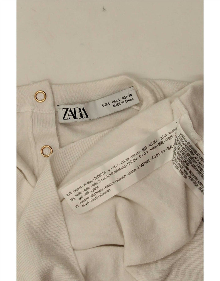 Bluzka damska Zara Top UK 14 Large Biała Wiskoza