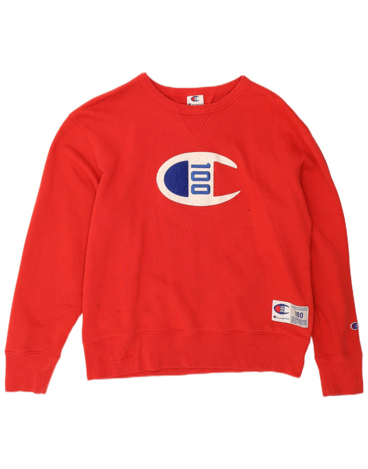 Męski sweter z grafiką Champion, duży, czerwony, bawełniany