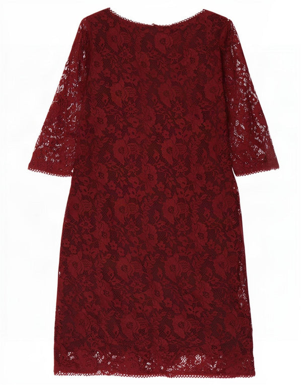 Marks & Spencer Damska sukienka z rękawem 3/4 UK 18 XL, bordowa, w kwiaty