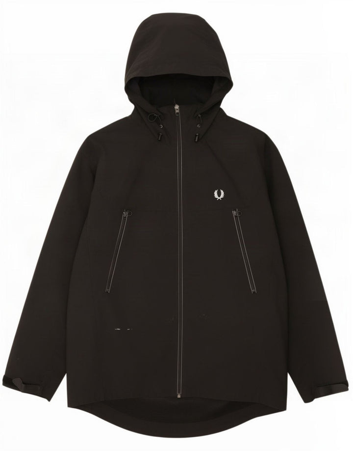 Męska kurtka przeciwdeszczowa z kapturem Fred Perry UK 38 Średni czarny nylon