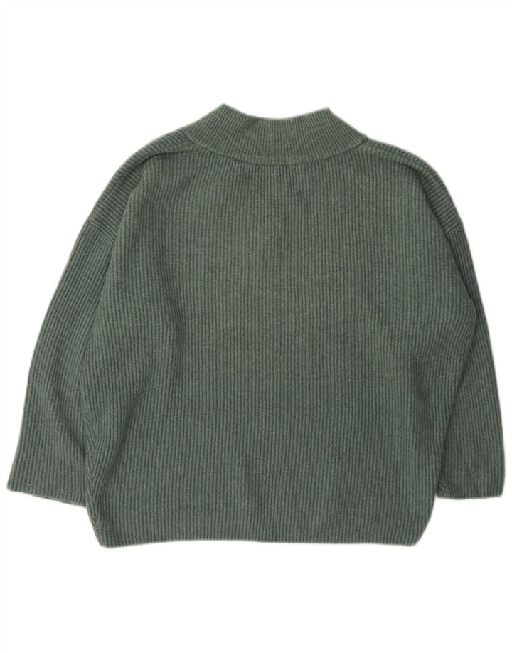 Sweter damski Zara Oversize z dekoltem w kształcie litery V, UK 14, średni zielony akryl