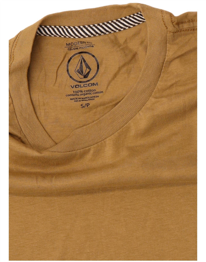 Męski t-shirt Volcom o nowoczesnym kroju, mały, beżowy, bawełniany