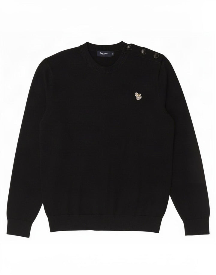 Męski sweter Paul Smith z okrągłym dekoltem, duży, czarny, bawełniany