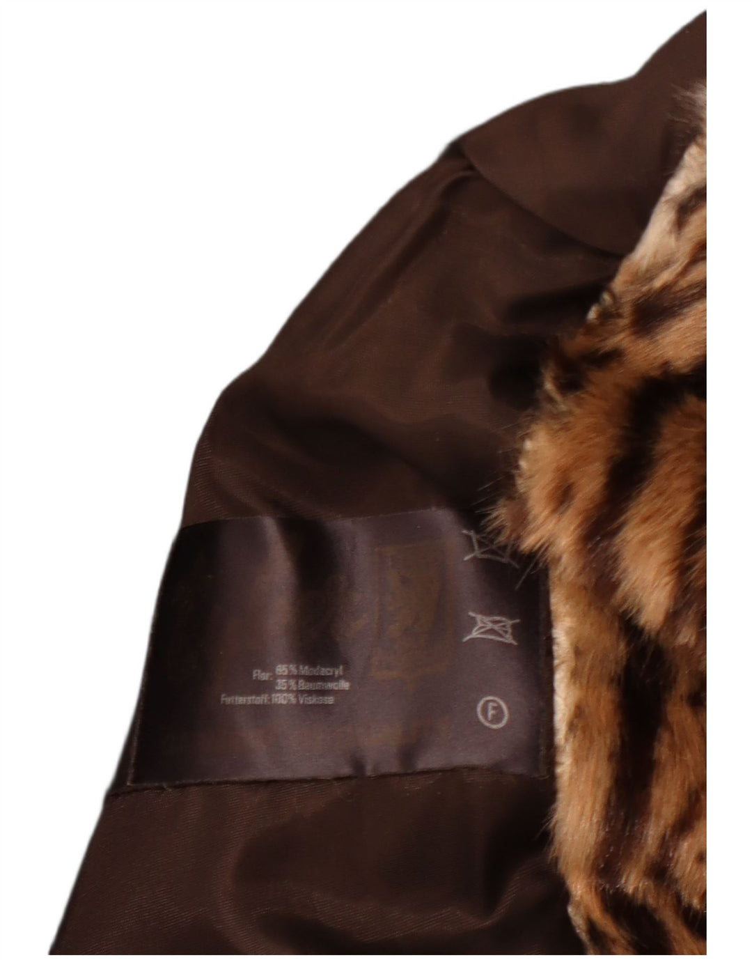 Damska kurtka ze sztucznego futra VINTAGE EU 40 Średni brąz z nadrukiem zwierzęcym Modakryl