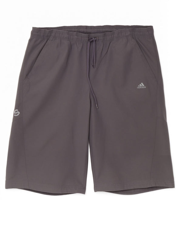 Męskie spodenki sportowe Adidas z grafiką, duże, szare, sportowe z poliestru