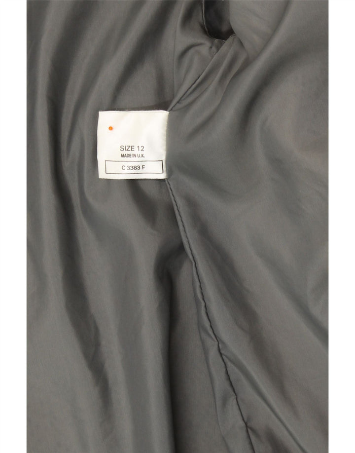 VINTAGE damski płaszcz ze sztucznego futra UK 12 w średnie srebrne paski, modacryl