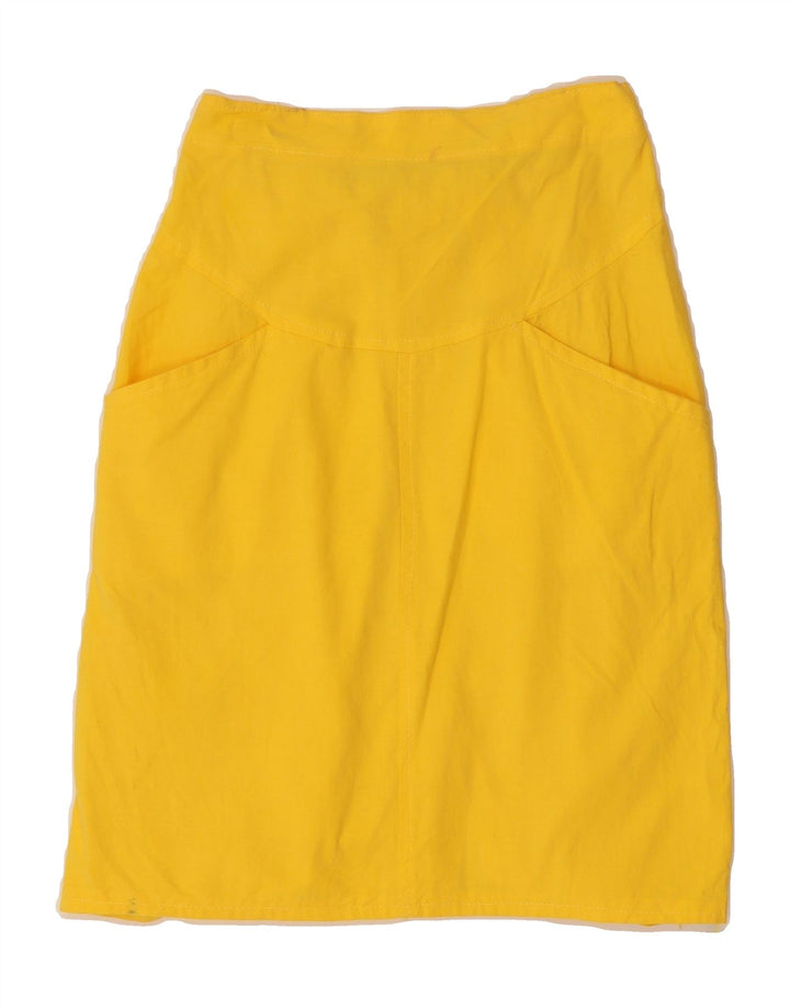 VINTAGE Womens A-Line Skirt W24 XS Yellow Vintage Vintage and Second-Hand Vintage from Messina Hembry 