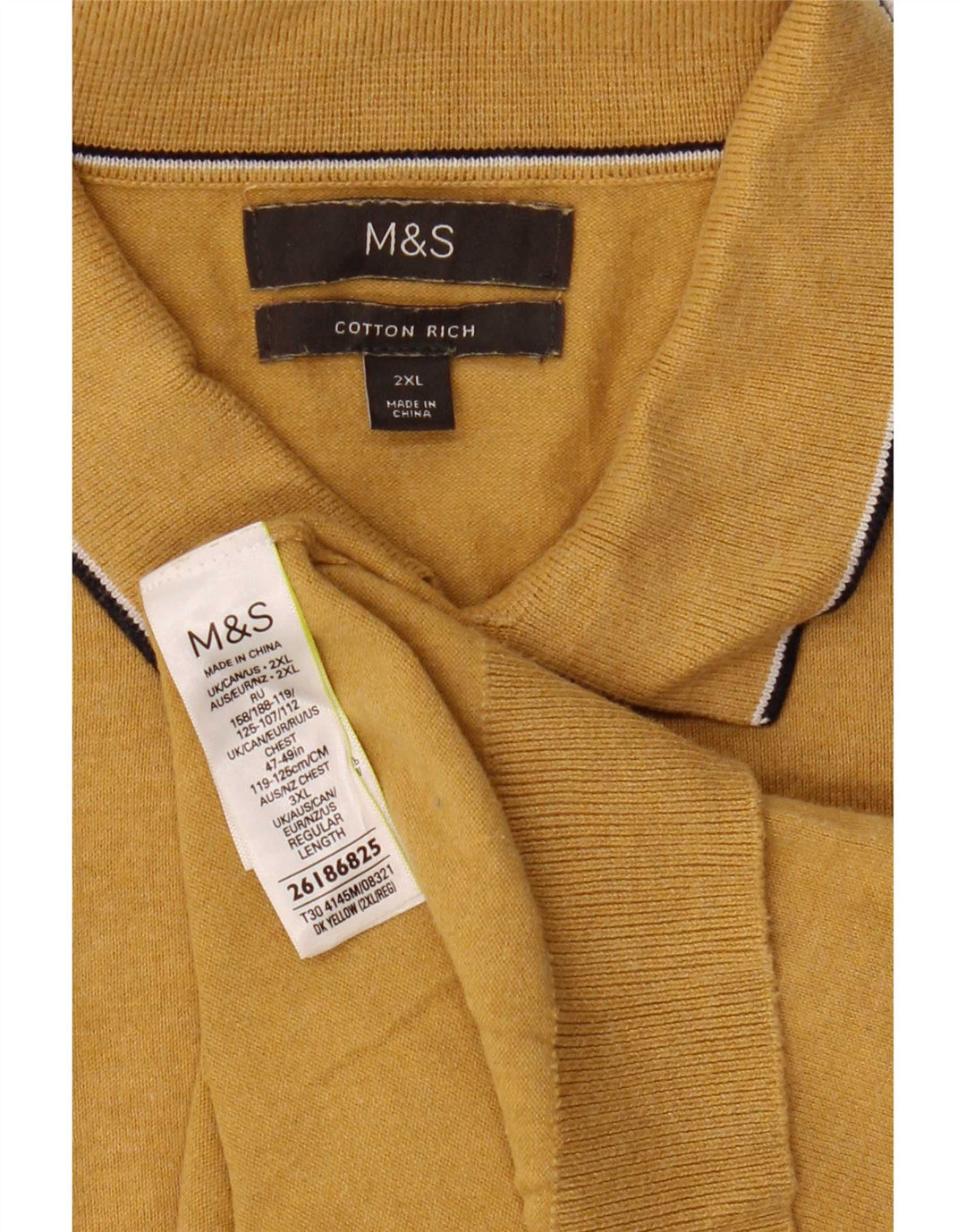 Męska koszulka polo Marks & Spencer, 2XL, żółta, bawełniana