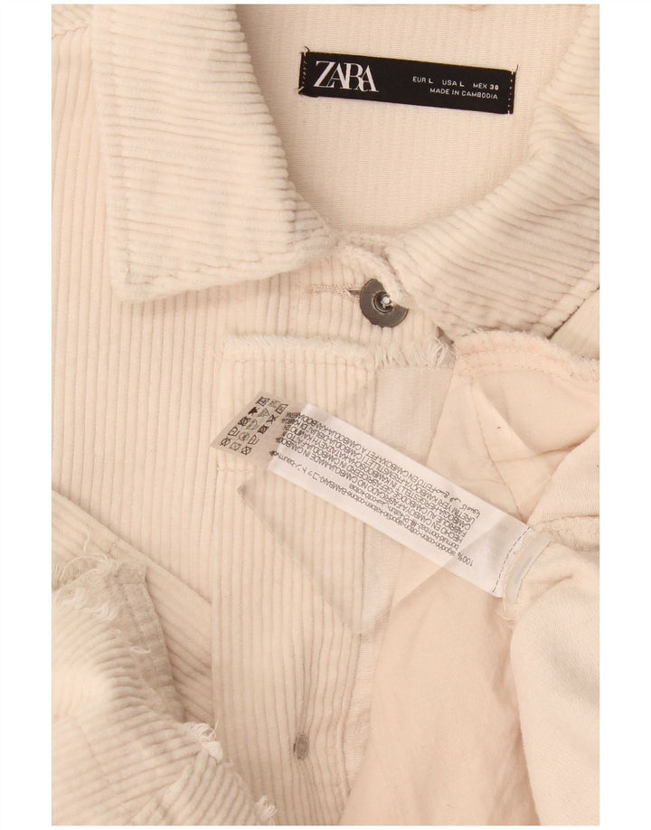 Damska kurtka sztruksowa oversize Zara UK 16, duża, beżowa, bawełniana