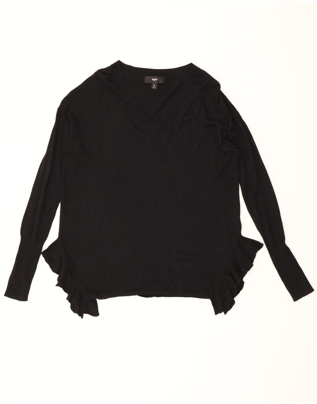 MOSSIMO Womens Oversized V-Neck Jumper Sweater UK 10 Small Black Nylon Vintage Mossimo and Second-Hand Mossimo from Messina Hembry 