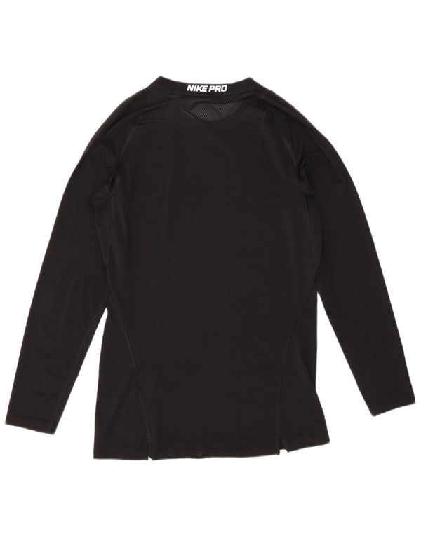 Nike Womens Dri Fit Top Long Sleeve UK 14 Large Black Polyester