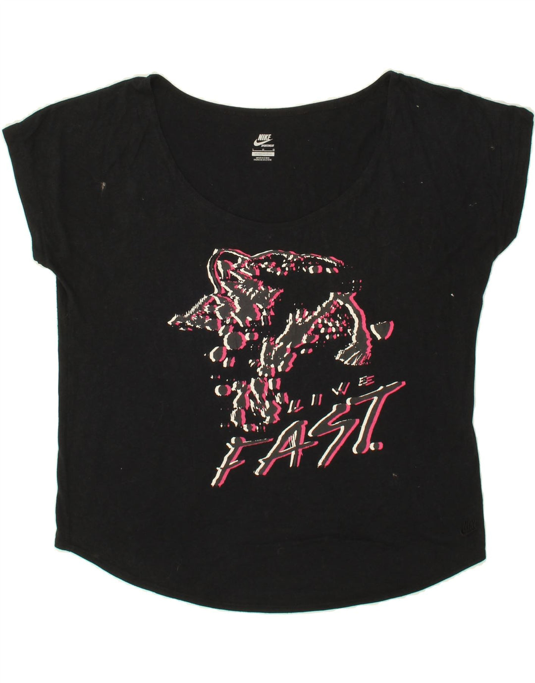 NIKE Womens Graphic T-Shirt Top UK 16 Large Black Polyester Vintage Nike and Second-Hand Nike from Messina Hembry 